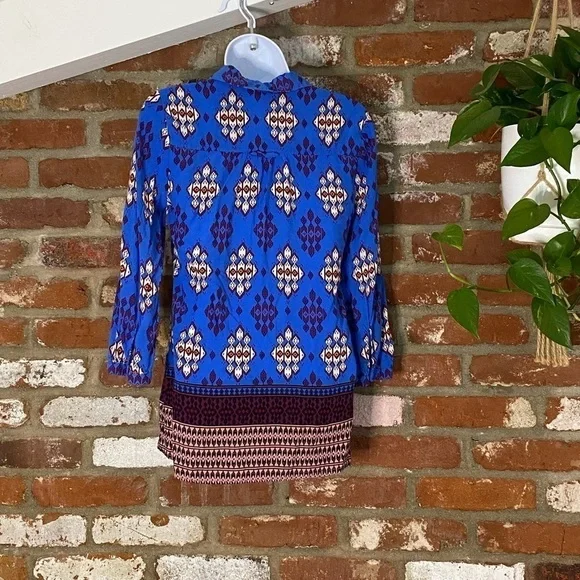 Anthropologie Maeve Blue Woodland Walk Tunic Long Sleeve Top Size 0 - Picture 8 of 9